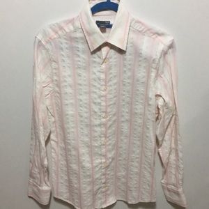 H&M Long Sleeve Casual Button Up Striped Shirt Pink White Men's Size Small